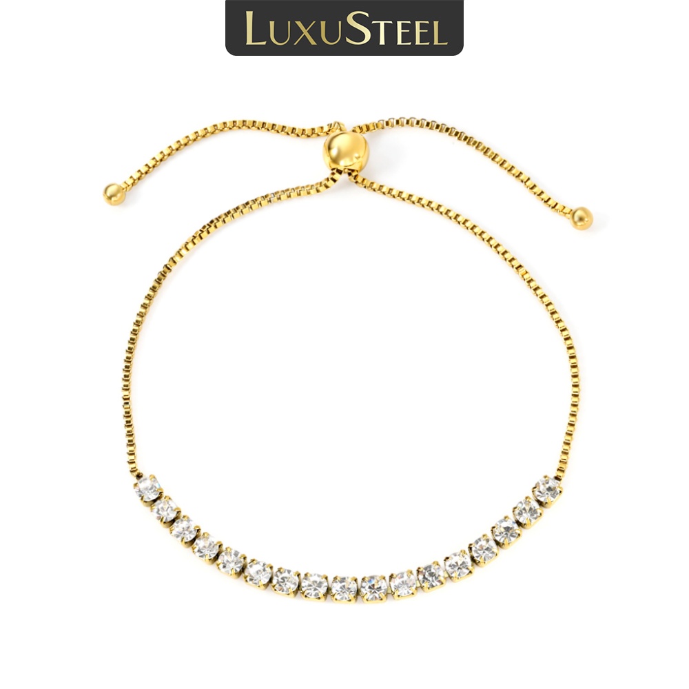 LUXUSTEEL Simple Women's Stainless Steel White Diamond Bracelet Elegant for Daily Wear, Sweet and Fashionable Jewelry Waterproof