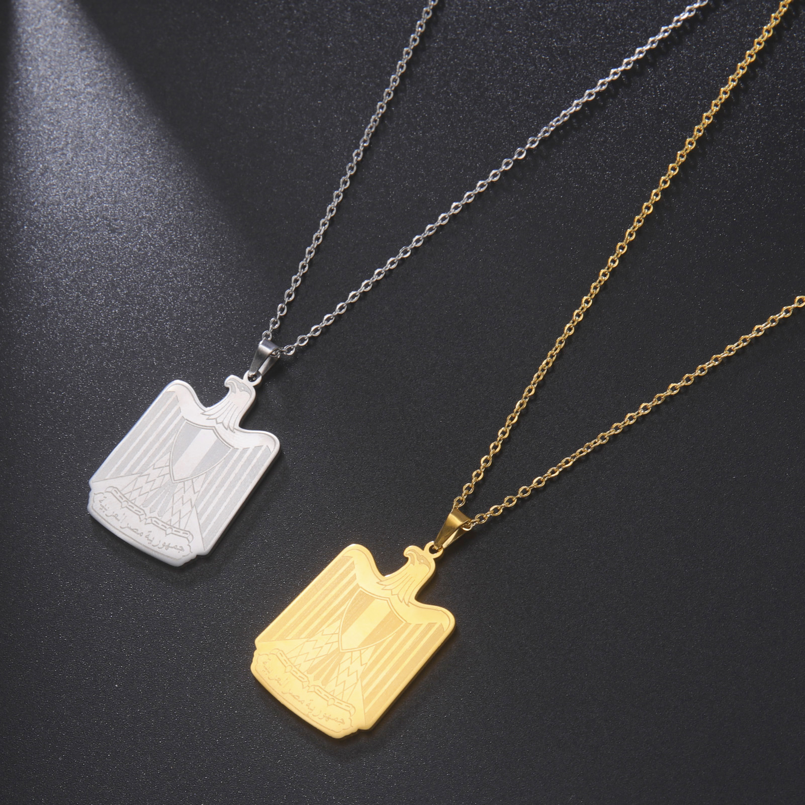 Cazador Flag of Egypt Pendant Necklace for Women Men Stainless Steel 2025 Eagle Jewelry Birthday Anniversary Wholesale New