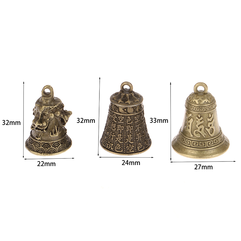 1PC Retro Alloy Retro Three Lion Bell Wind Chime Car Pendant Antique Bell Mini Sculpture Pray Guanyin Bell Shui Feng Bell