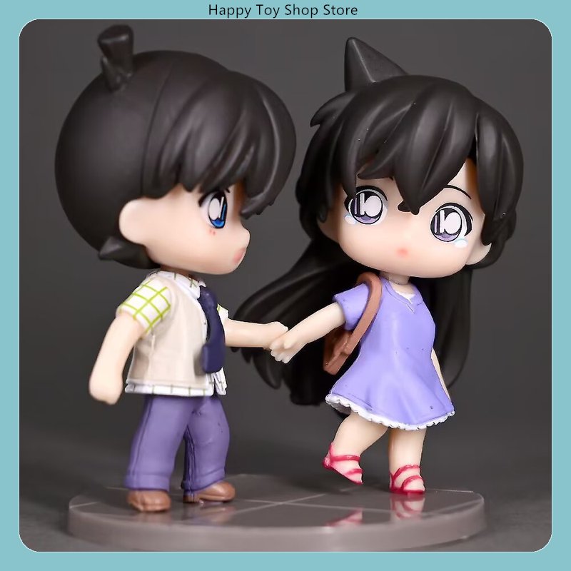8cm Detective Conan Shinichi Kudo & Ran Mouri Hand Holding Famous Scene Cute Version Dual Mini Figure