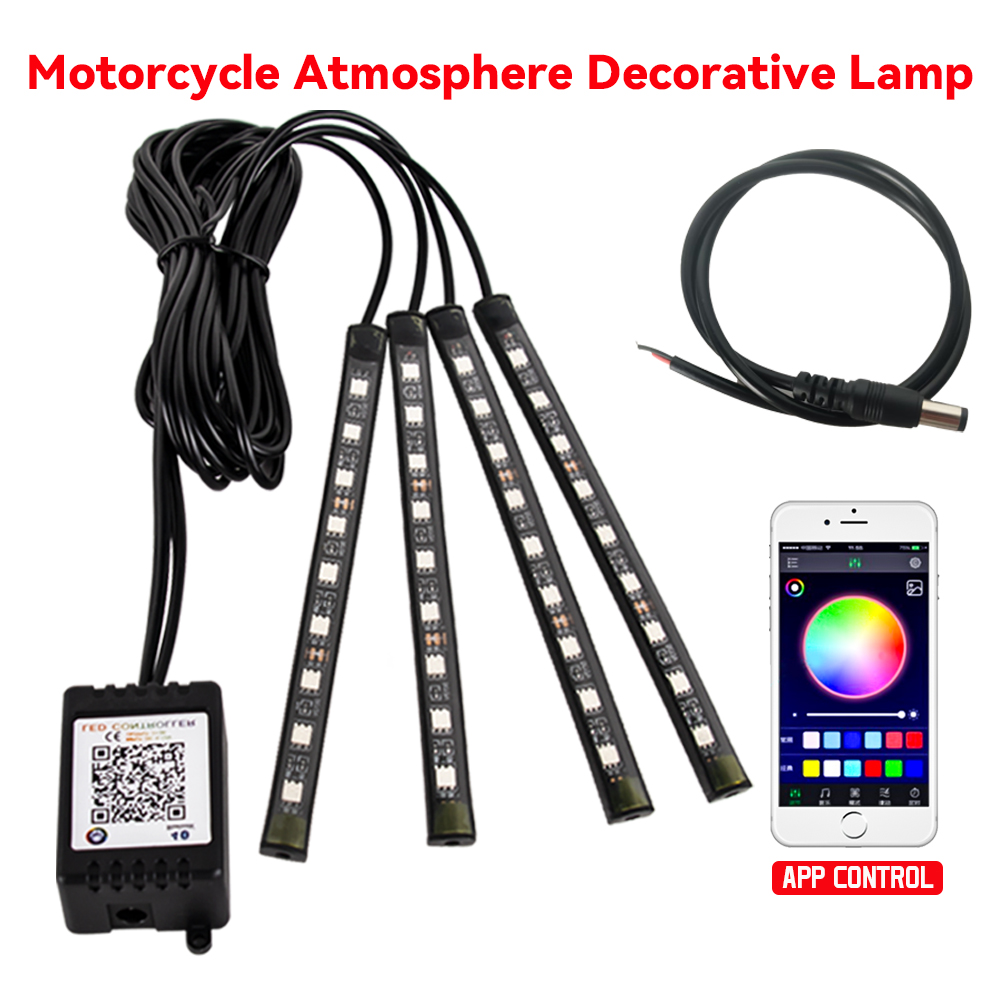 LED Lights for Motorcycle Accessories RGB APP Sound Control Moto Backlight Flexible Waterproof Decoration Light Neon Strip 12v