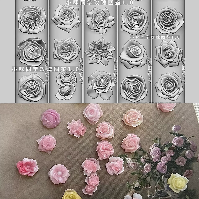 NEW 1Pcs Silicone Bow Nail Art Mold Rose Flower Bouquet Style High Transparent 3D Nail Decorations Nail Charm DIY Manicure Mold