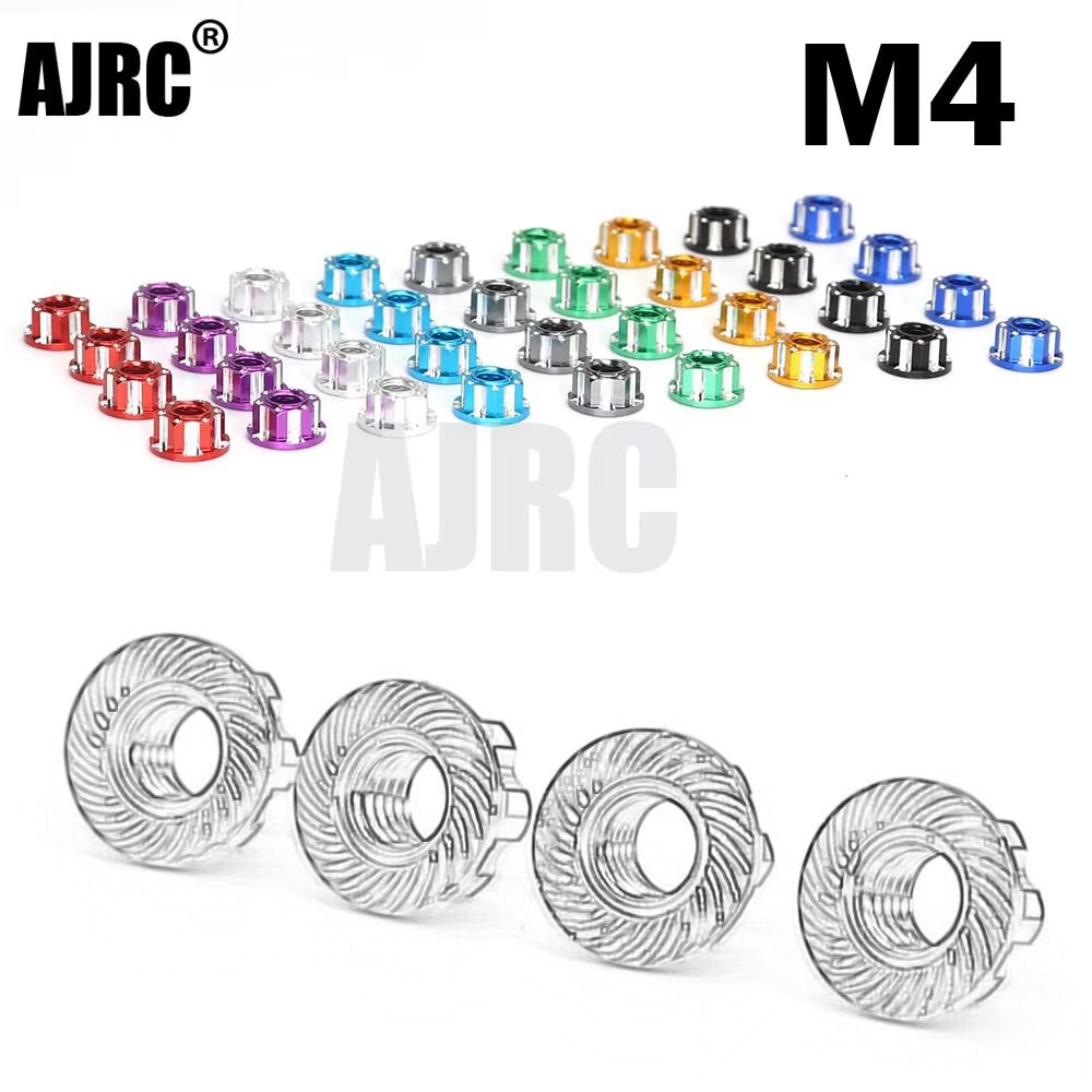 4pcs Aluminum Alloy M4 Tire Nut For 1/10 Rc Wheel Nut Traxxas Trx4 Trx6 Axial Scx10 Hsp Yokomo D90 D110 Slash Rgt