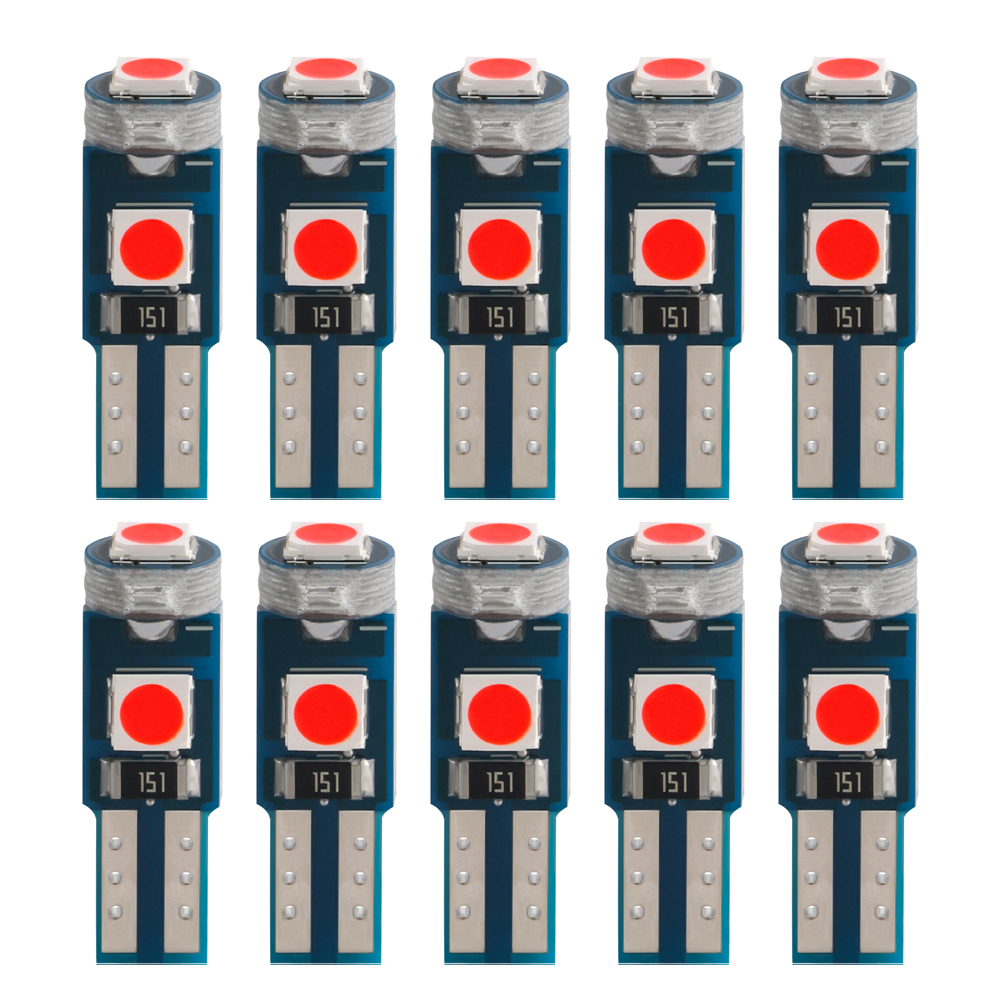 Oprah 10pcs T5 W3W W1.2W LED Bulbs Canbus Car Interior Lights Dashboard Warning Lamp Indicator Wedge Auto Instrument Lamp White