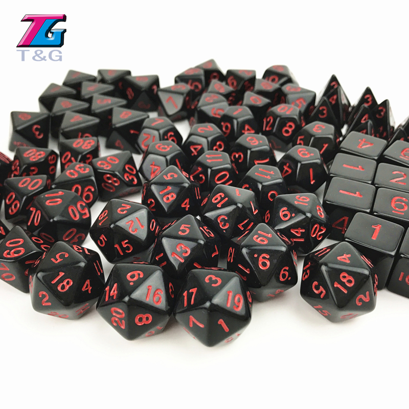 Digital Cube Dice Solid Black Red Color Polyhedral D4-D20 for RPG Board Game