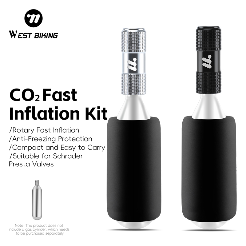 WEST BIKING Bicycle inflation Nozzle Aluminum Alloy CO2 Fast Inflation Kit For AV/FV No Gas Cylinder MTB Road Bike Accessories