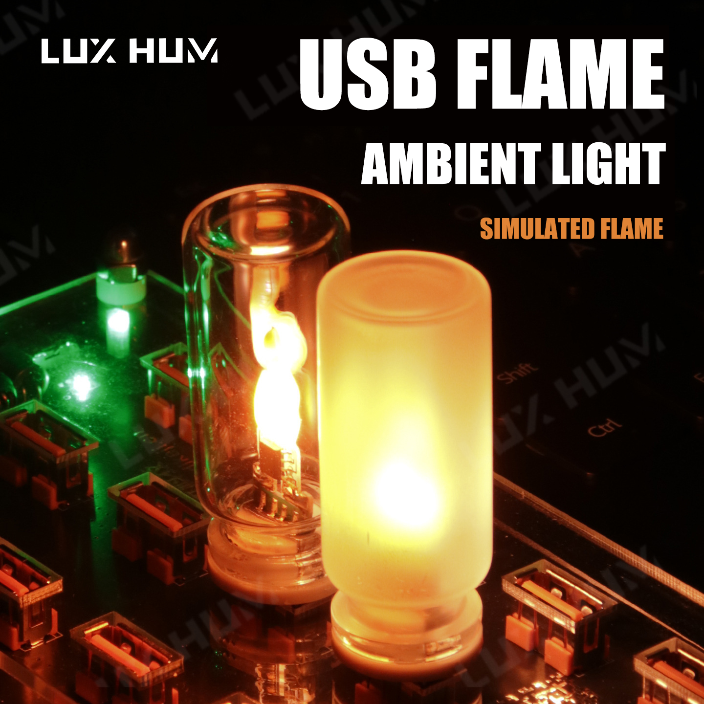 USB Dynamic Flame Light in Car Atomosphere Lamp Decorative LED Simulated Flame Ambient light
