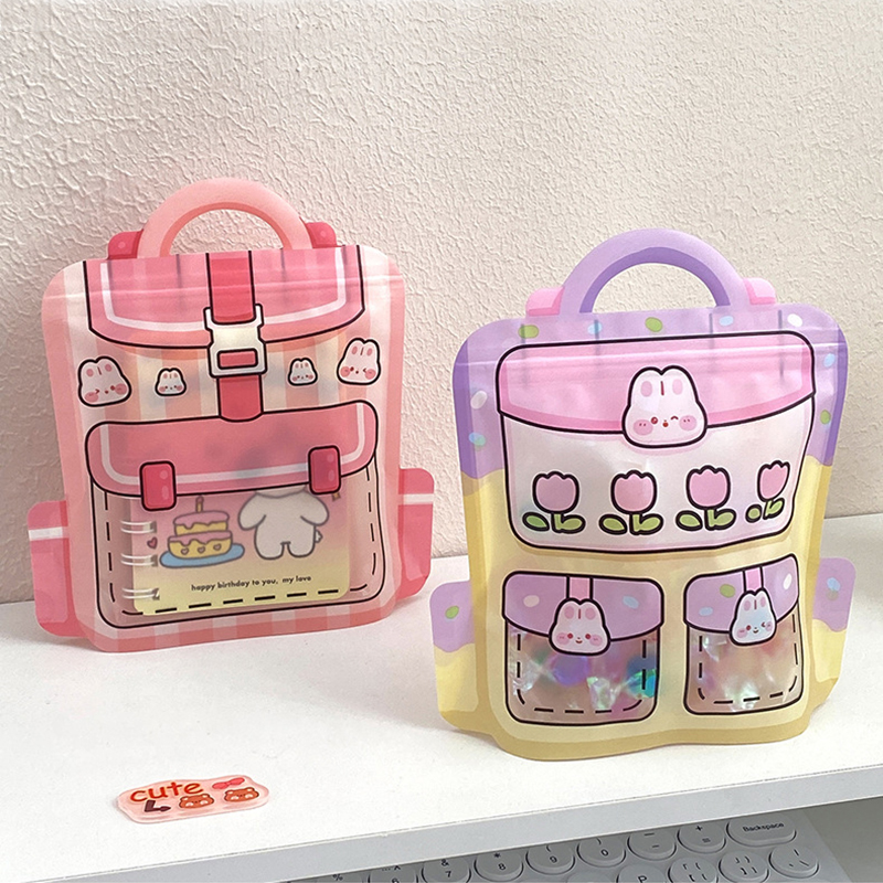 10PCS 50PCS Food Grade Reusable Cartoon Schoolbags Sweets Snack Sealing Pockets Wedding Children's Birthday Party Creative