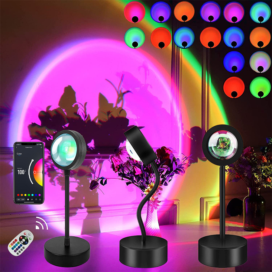 USB 5V Tuya Smart Sunset Lamp Night Light Sunset Projector Smart Life APP Remote Led Lights Room Decoration Photography lightify