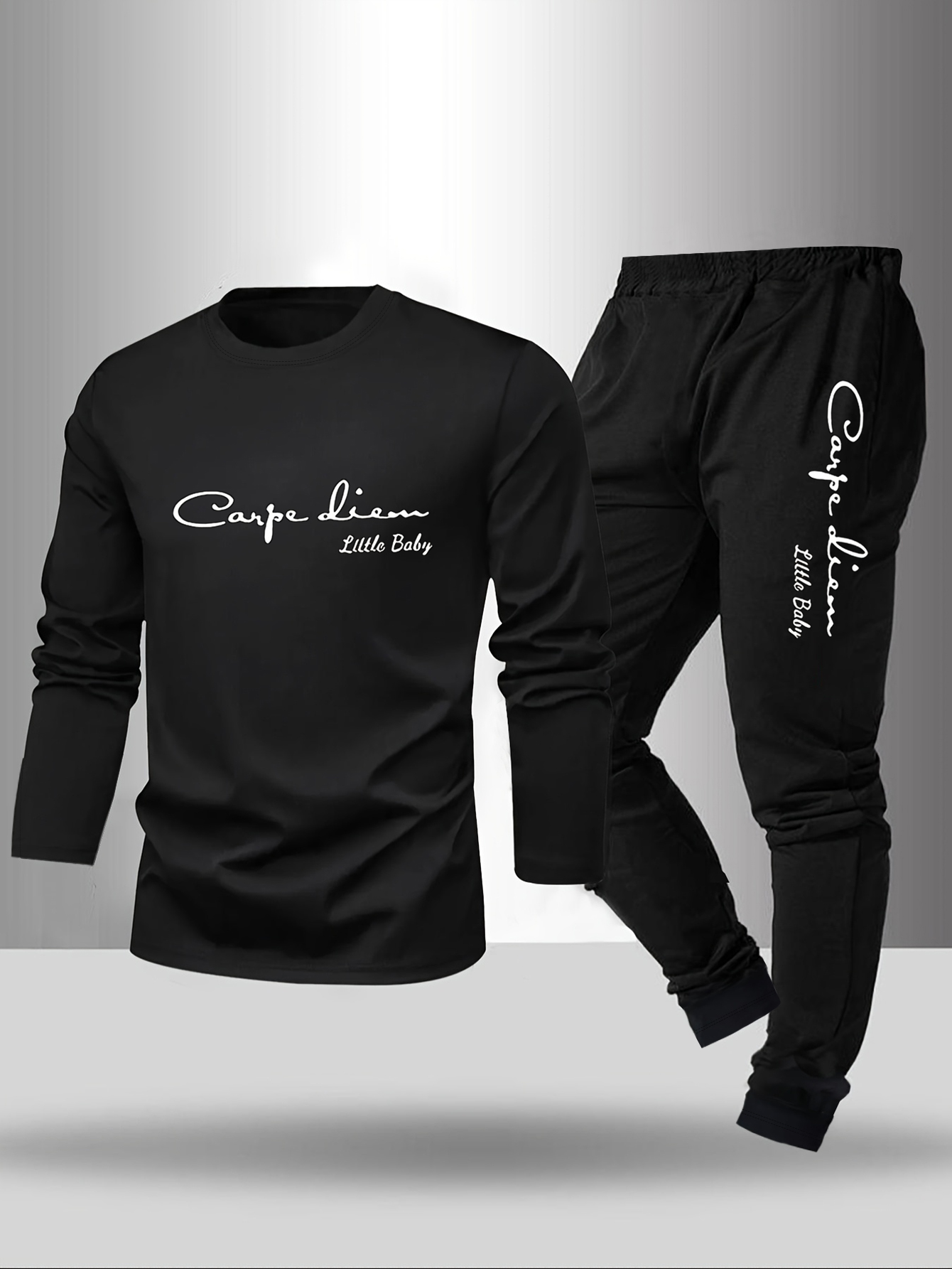 2-piece men's sleepwear set for spring summer autumn winter long sleeved pants letter patterned base shirt home wear set