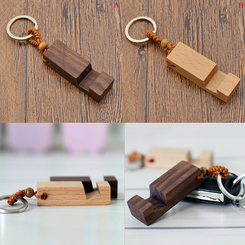 Keychain Bracket, Personalized and Creative Advertising Keychain Pendant, Mobile Phone Holder, Solid Wood Mobile Phone Holder