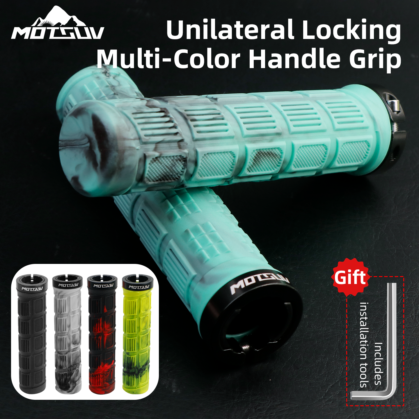MOTSUV Mountain Bicycle Handle Bar Grips TPE Aluminum Alloy Unilateral Locking Handlebar Cover Plug Non-slip Cycling Part