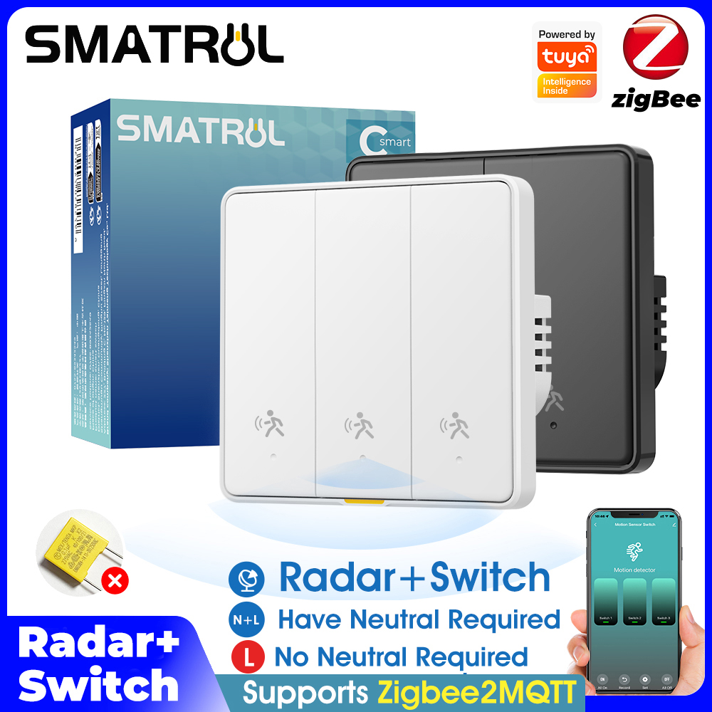 Tuya Motion Sensor Zigbee Smart Switch Human Presence MmWave Detection Zigbee2MQTT Wall Light Switch Work With Alexa Home