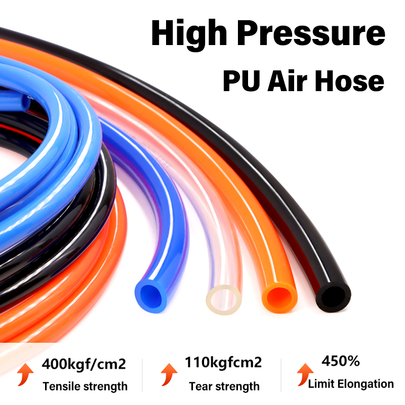 5/10M PU Hose 4mm 5mm 6mm 8mm 10mm 12mm 14mm 16mm Pneumatic Tube Air Hose Polyurethane Pipe Black Blue Orange-Red Transparent