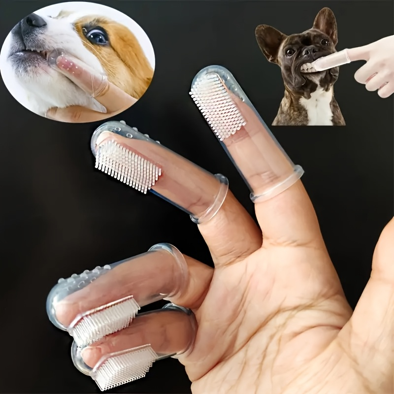 Soft Dog Toothbrushes Silica Gel Pet Finger Toothbrush Teeth Cleaning Bad Breath Care Nontoxic Silicone Tooth Brush Tool