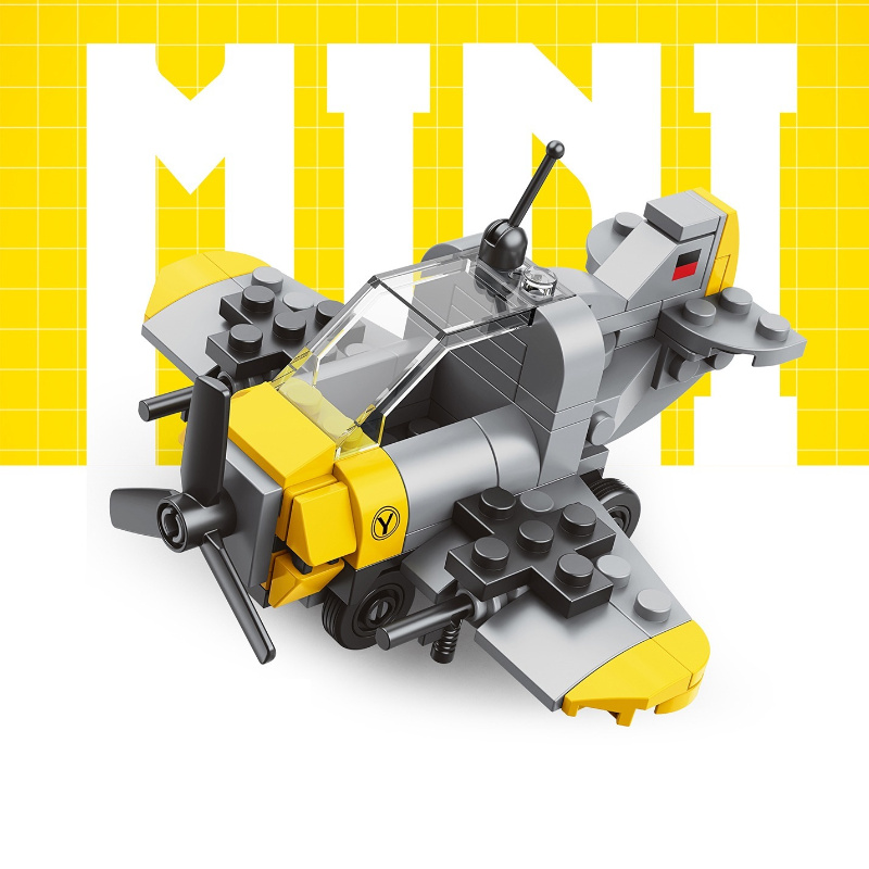 Spring Powered Mini Building Blocks Aircraft Tank Series Desktop Model Creative Colorful Bags
