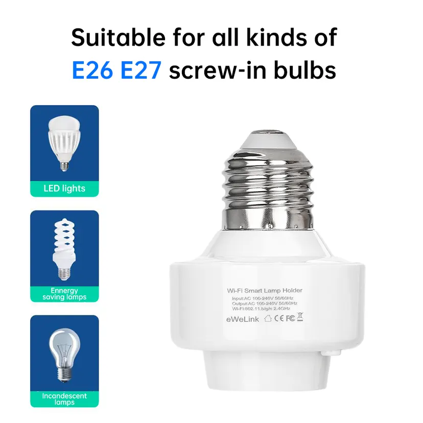 Smart WiFi Bulb Socket E26 E27 with APP Remote Control Compatible Alexa Home Group Voice Timer Function