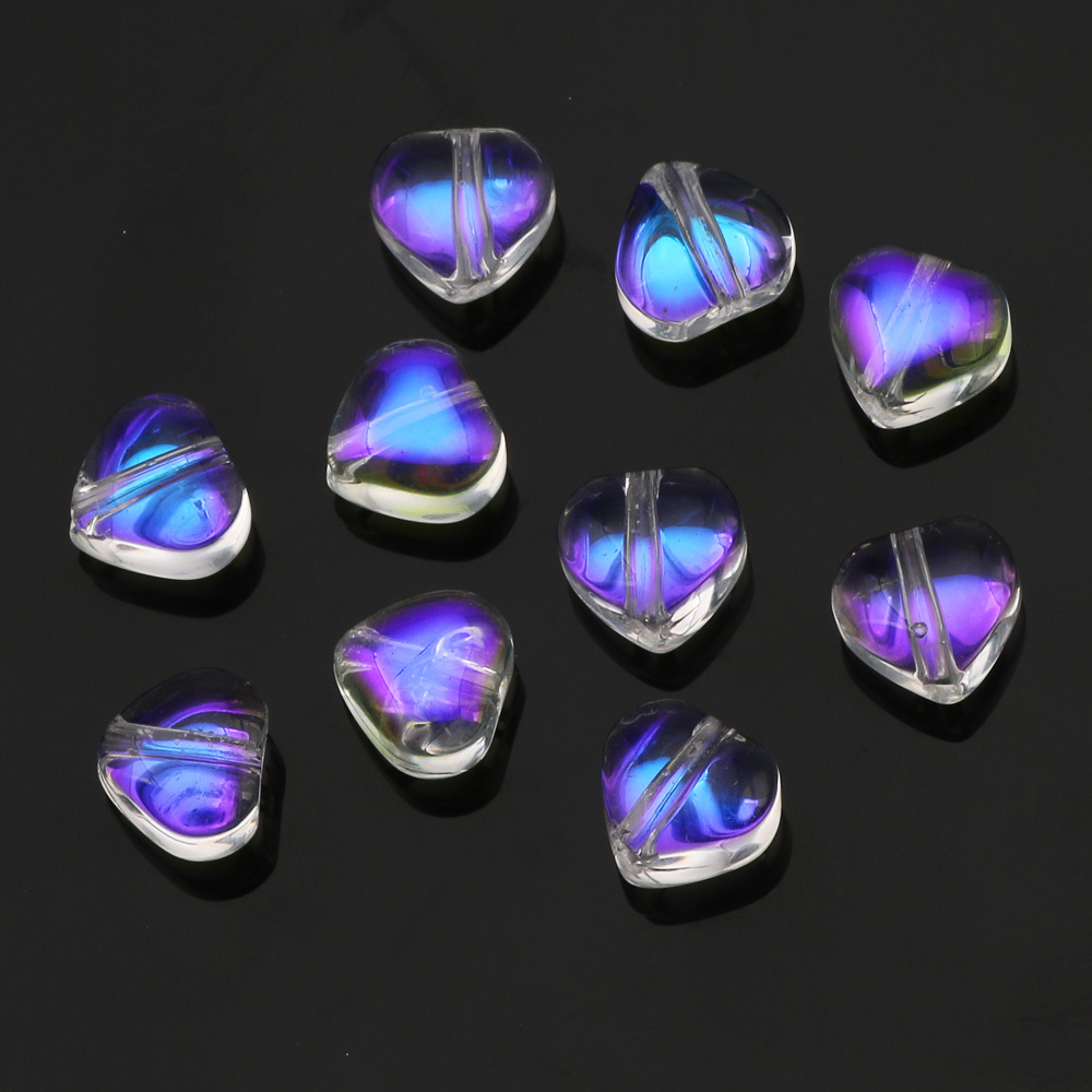 100pcs 6mm Colorful Love Heart Beads Aurora Glass Spacer Beads for DIY Necklace Bracelet Pendant Jewelry Making Accessories