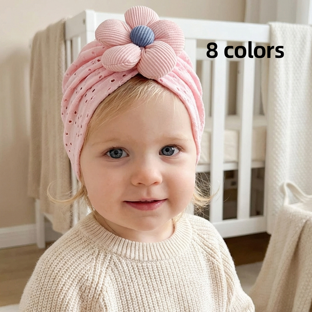 New Hollow Baby Cap with Cute Flower Design, Children’s Pullover Hat, Lightweight and Soft Baby Hat for All Seasons