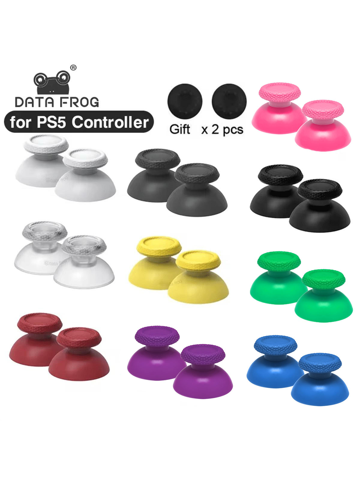 DATA FROG 3D Joystick Caps Replacement - Thumbsticks Buttons for PS5 Controller Accessories