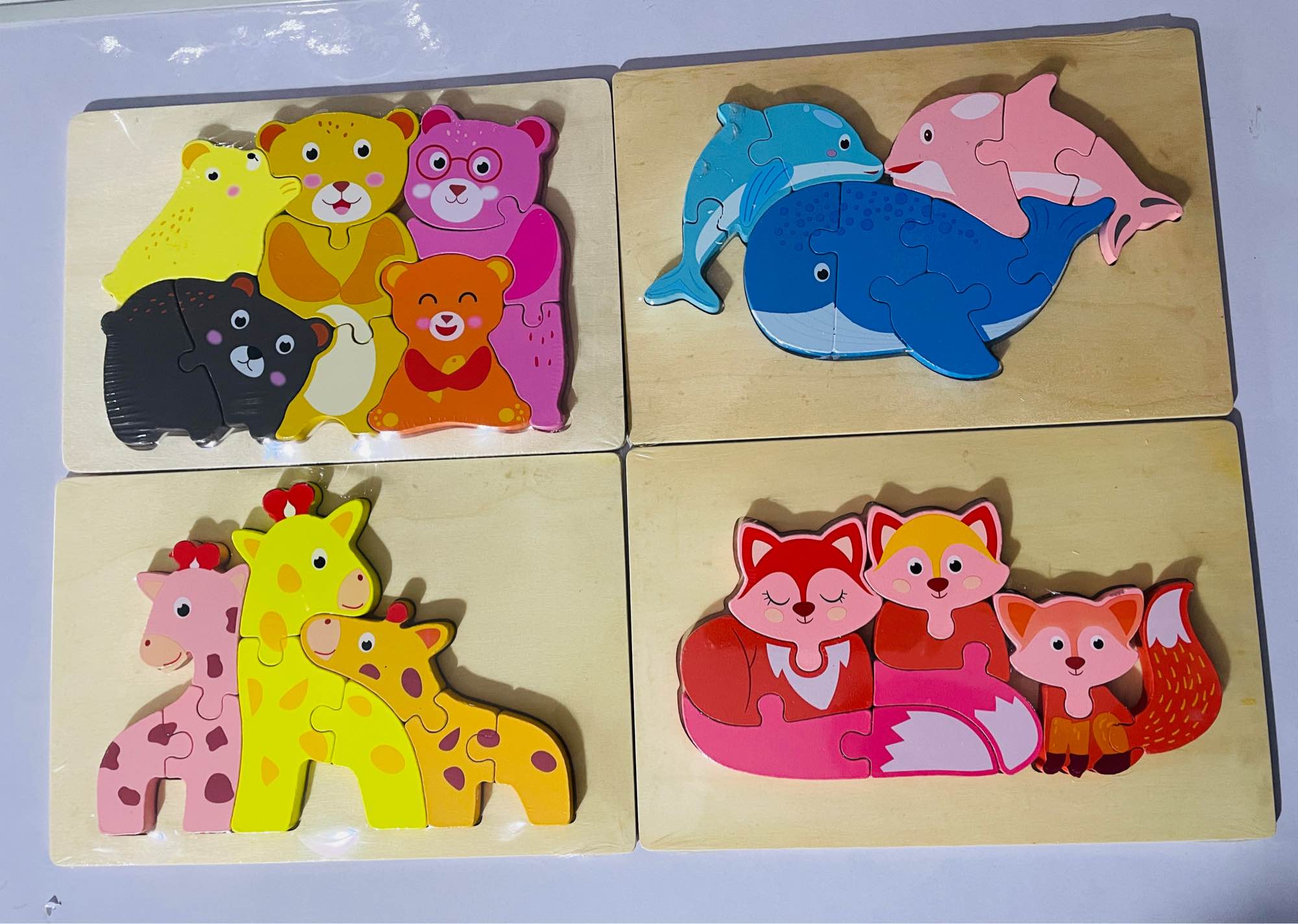 Wooden Animal Family Puzzle Toys Montessori Educational Toys