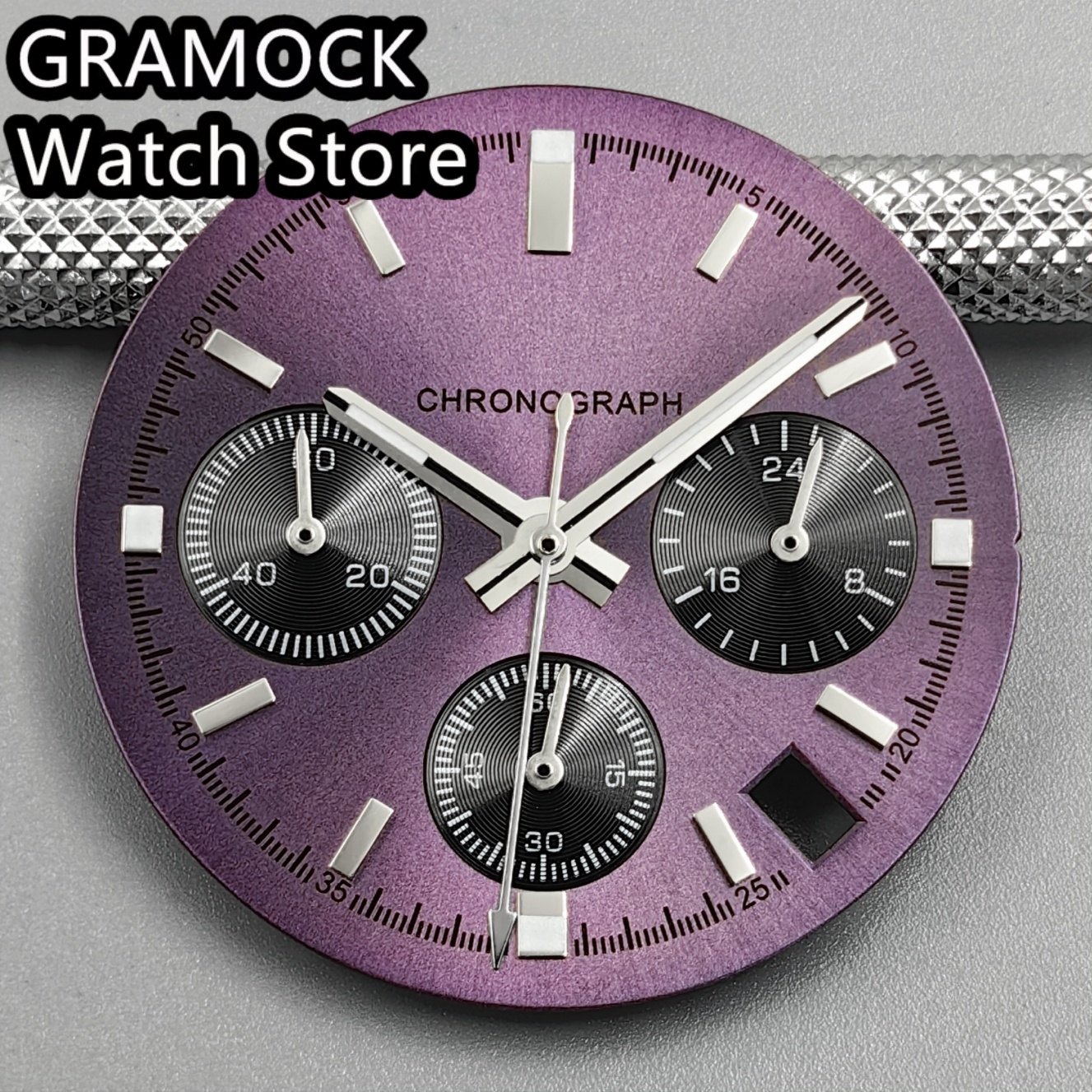 GRAMOCK Sterile VK63 Panda Watch Dial With 6PCS Hands Luminous 4 o'clock Date Window Fit VK63 VK63A Men Quartz Watch Accessories