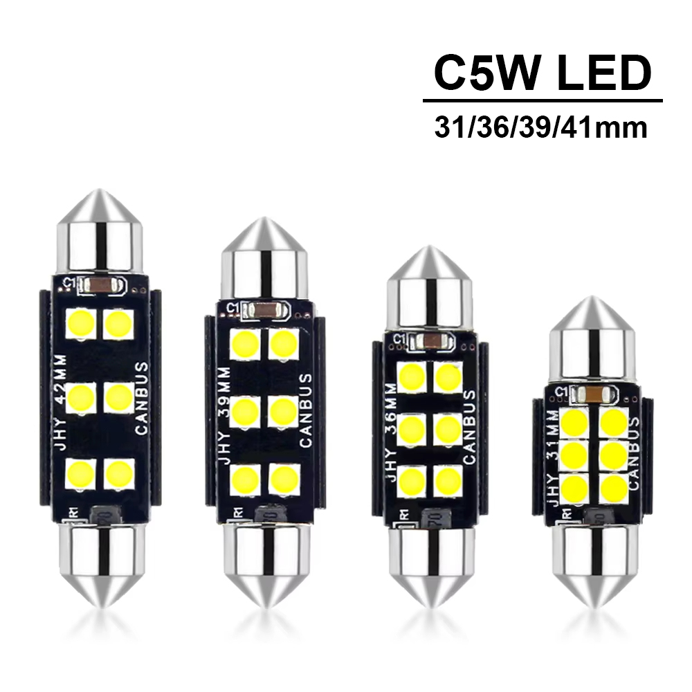 2/4pcs 12V White 6411 6418 C5W Festoon LED Bulbs Error Free 31/36/39/41mm for Interior Map Dome Courtesy License Plate Lights
