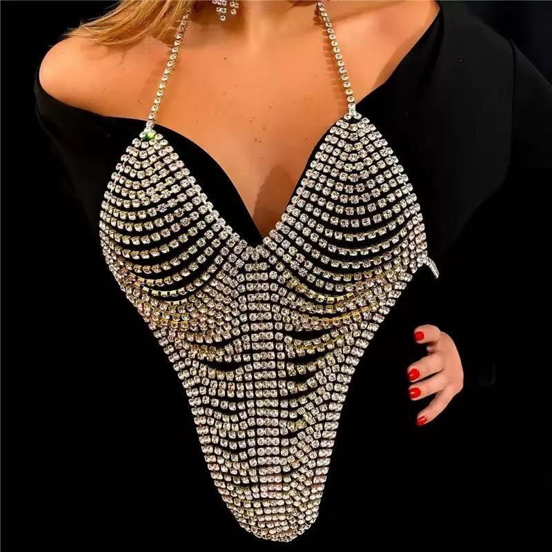 Hot selling new Bohemian women's body chain -1 sparkling rhinestone bikini jewelry party for Valentine's Day, suitable