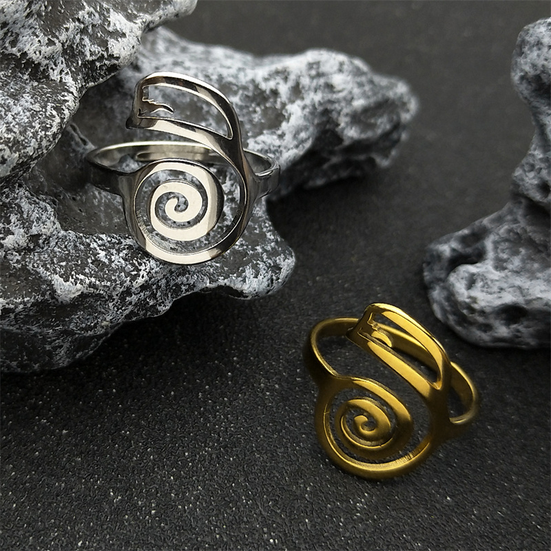 Dai Ko Myo Master Reiki Symbol Ring for Women Men Stainless Steel Gold Color Spiritual Strength Adjustable Rings Jewelry R54