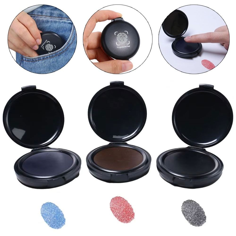 1Pcs New 5.8cm Stamp Pad Waterproof Portable Fingerprint Ink Pad Black/Red/Blue Mini Thumbprint Ink Pad Identification Security