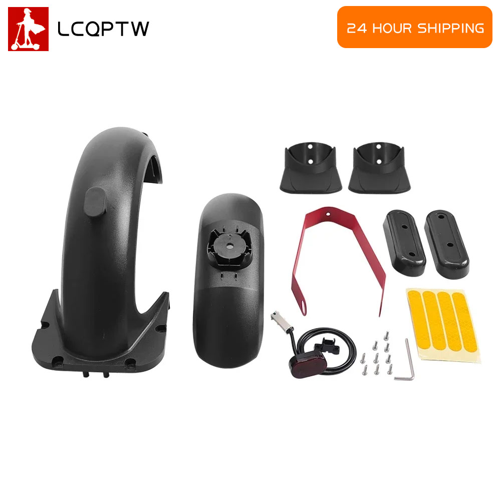 Front Rear Mudguard Kit For Ninebot Max G30 Electric Scooter Carbon Fiber Fender Wings With Brake Light Accessories Part