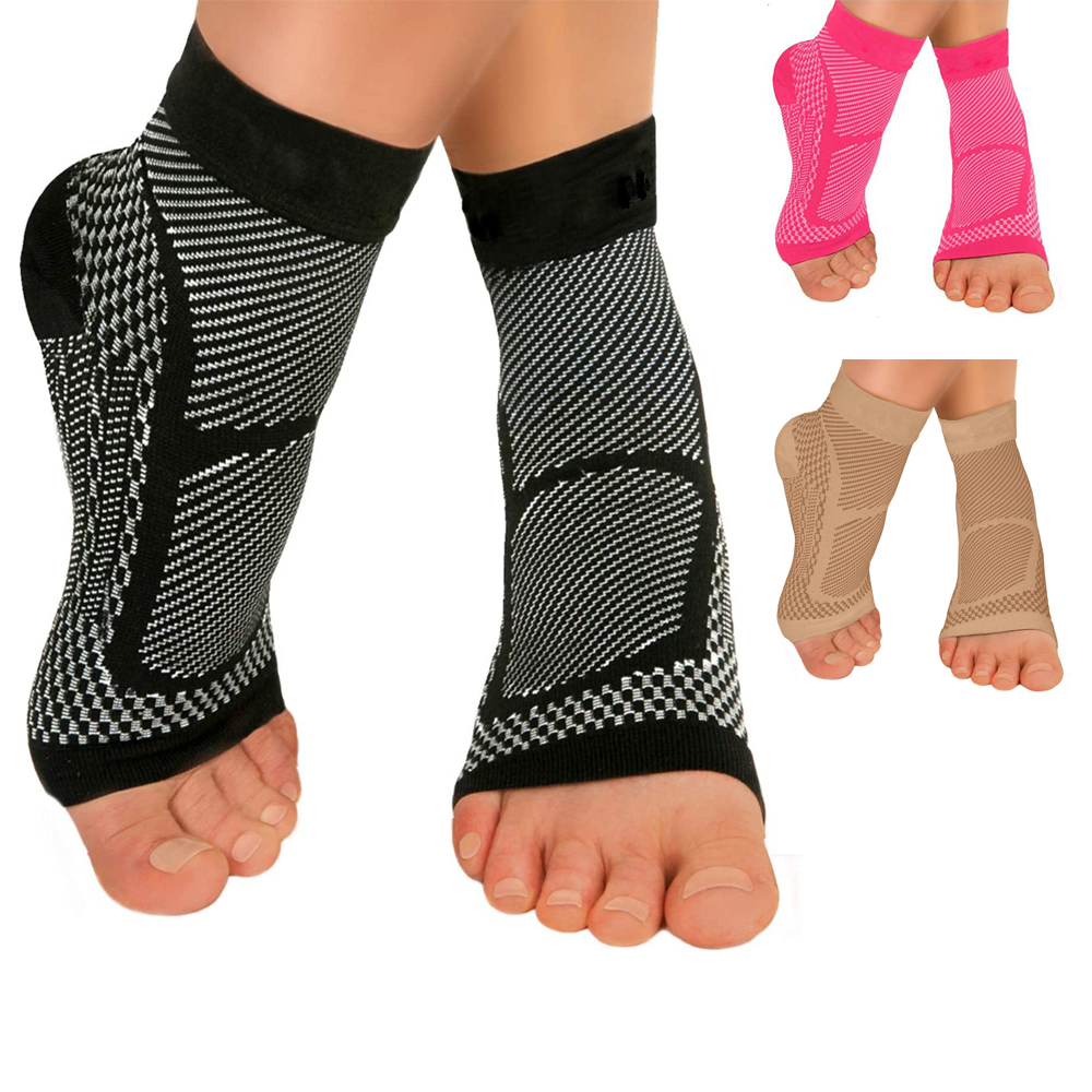 1Pair Ankle Brace Compression Sleeves - Plantar Fasciitis Socks with Foot Arch Support, Relieves Achilles Tendonitis & Heel Spur