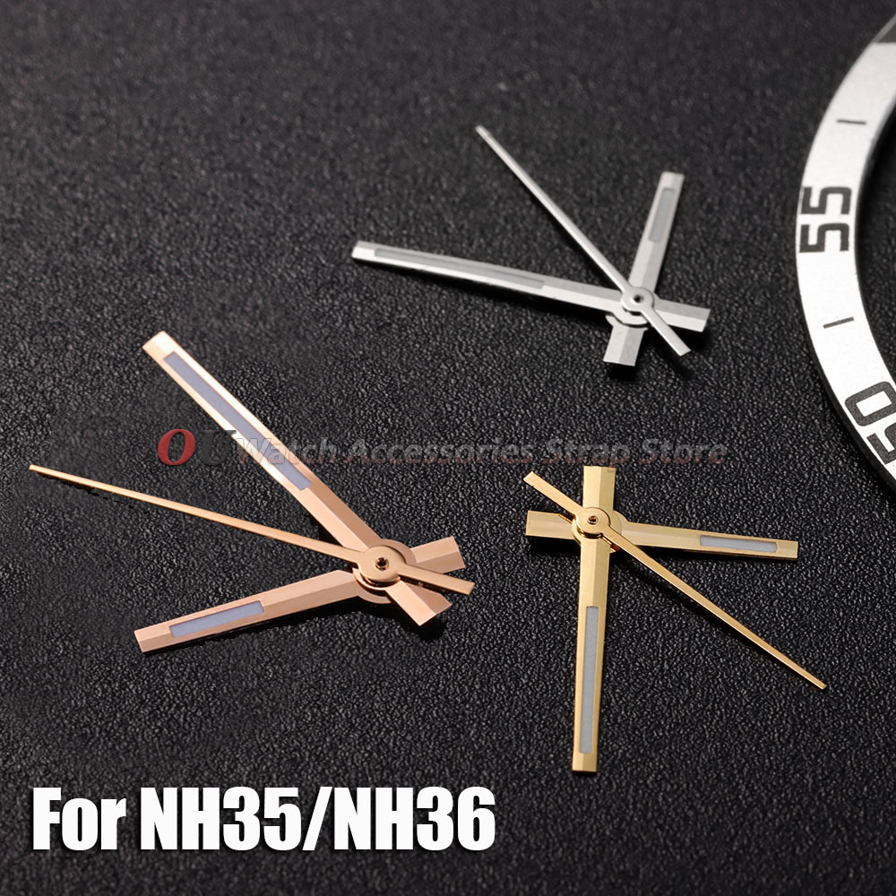 High Quality NH35 NH36 Diving White Pointer Watch Hands C3 Green Luminous Fit NH34 NH35 NH36 NH38 4R 7S Movement
