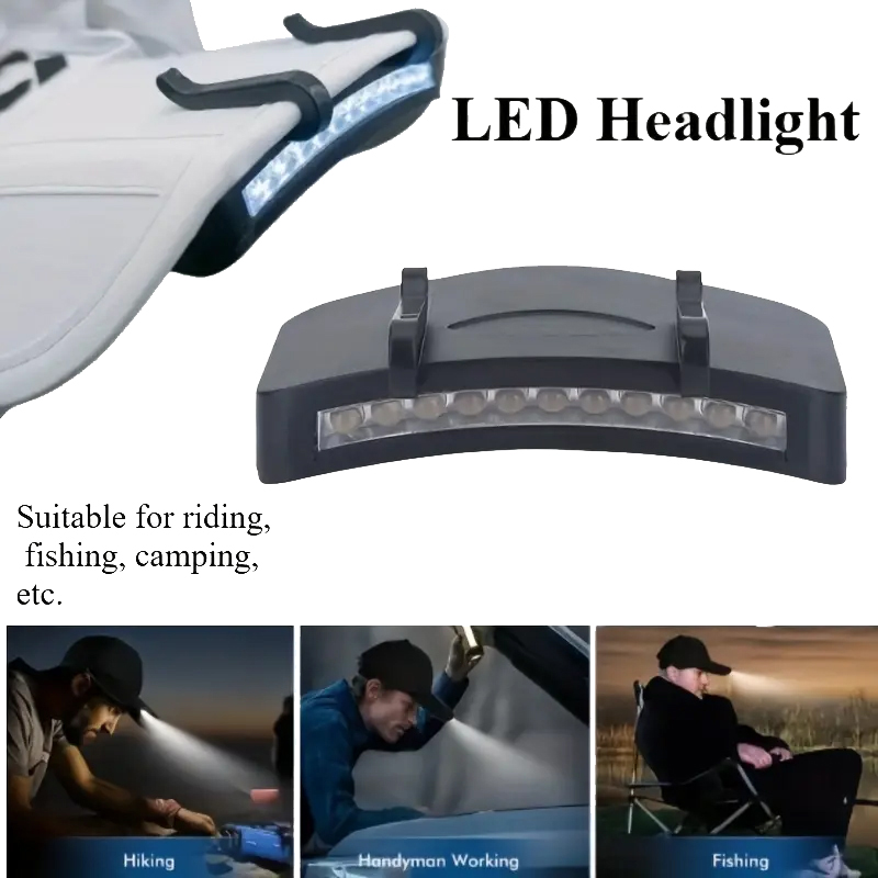 Super Bright LED Headlamp Clip on Cap Hat Portable 300LM 11 LED Head Flashlight for Outdoor Fishing Camping Hunting