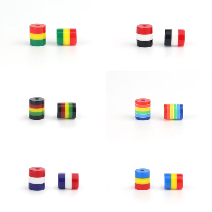 Noter New 10Pcs/Pack National Flag Color Beads For Jewelry Making 6 Styles Resin Colourful Loose DIY Bracelet Necklace Wholesale