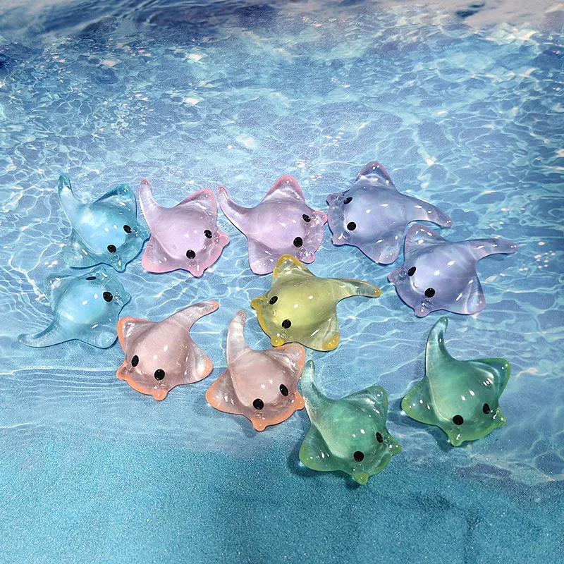 6/12/20PCS Cute Mini Stingray Luminous Small Ornament Glowing in The Dark Miniatures Turtle Micro Landscape Home Decor