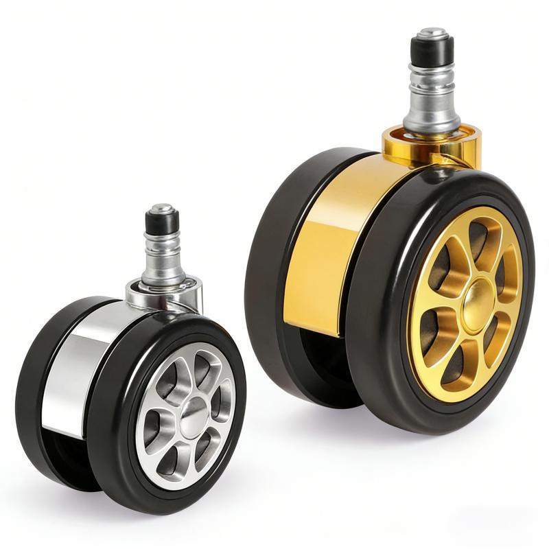 5 Pcs 2" Transparent PU Dual Wheel Office Chair Casters, Silent Swivel Furniture Wheels for Gaming Chair,Floor Protecting