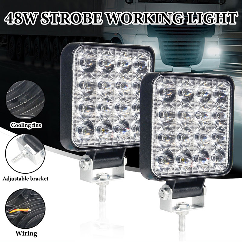 1PCS 16LED Mini Work Light Running Lights Bar for Off Road Jeep Car Motorcycle SUV ATVS Potlight 12V White Car Accessories