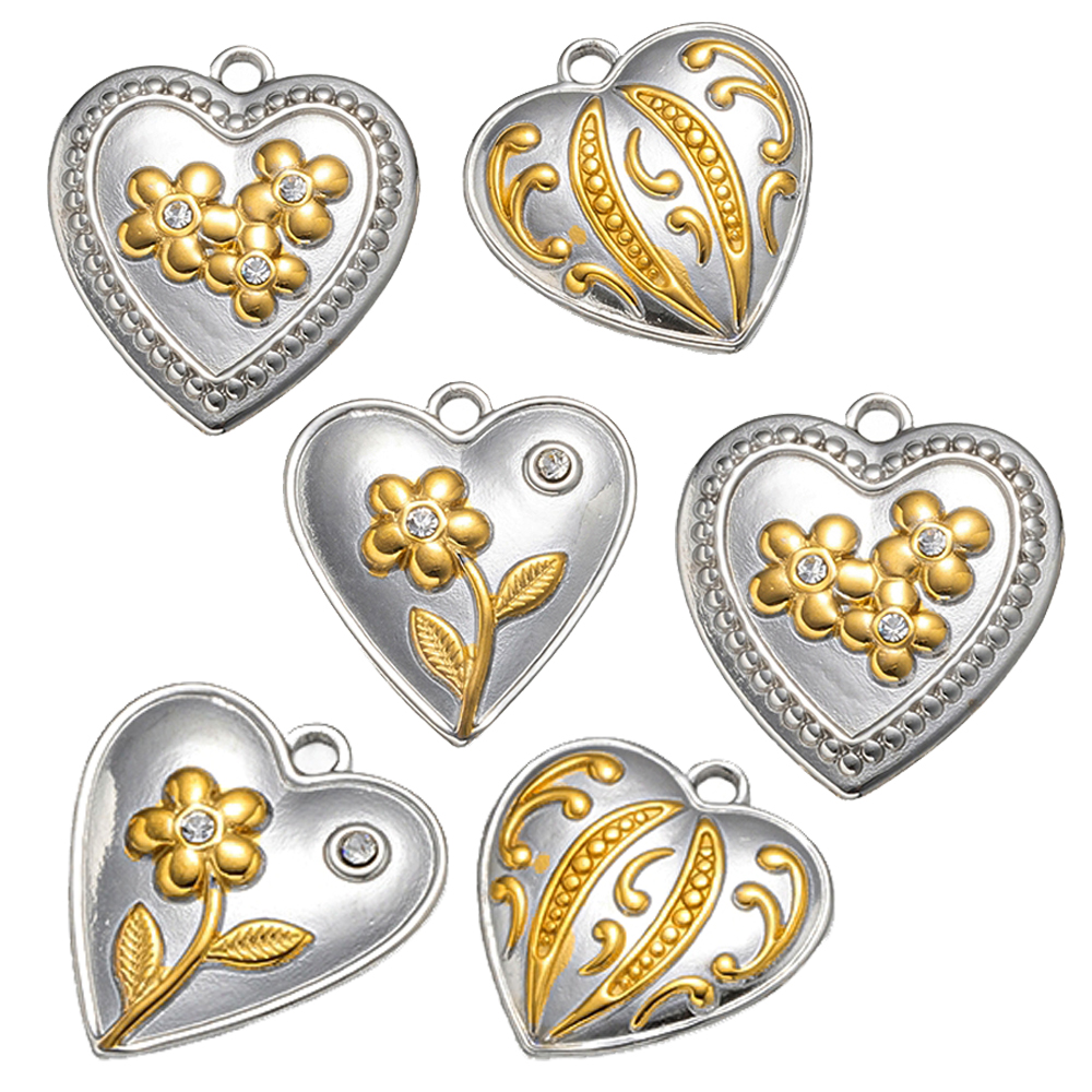 2pcs Stainless Steel Heart Charms Pendant Gold Love Keychains Necklace Earring Pendant for DIY Bracelet Jewelry Crafts Supplies pen gpt