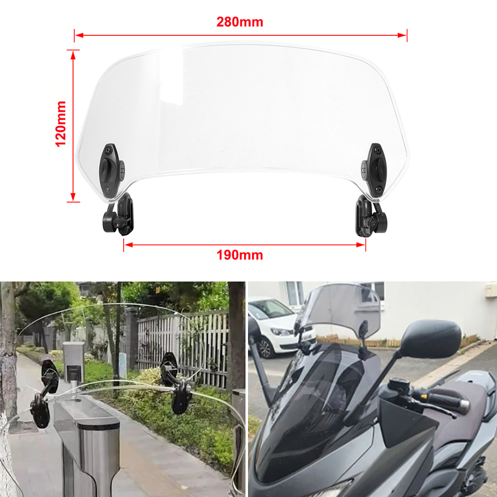 For All Motorcycle Models Windshield Extension Adjustable Spoiler Clamp-On Windscreen Deflector Suitable