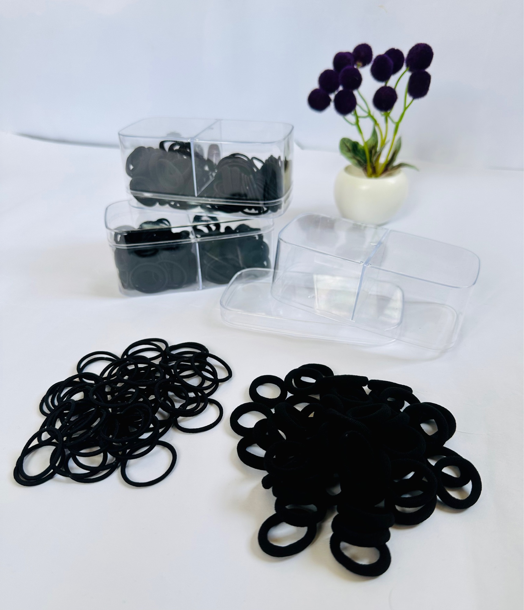 Black Colors And 2 Different Size’s Hair Rubber/Hair Tie Box For kids