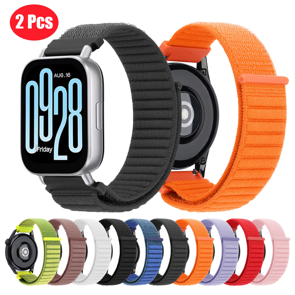 1PCS 22mm Braided Strap For Redmi Watch 5 Lite / 5 Active Sports Nylon loop Band for Xiaomi Amazfit Realme Watch S2 Watchbands