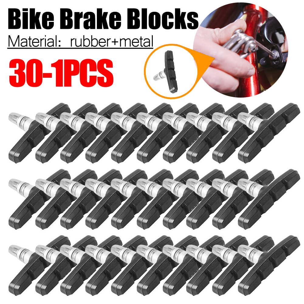 30-1PCS Durable Bicycle Silent Brake Pads MTB Mountain Road Bike Brake Block Bicycle Cycling V-brake Shoes Pads For Bikes
