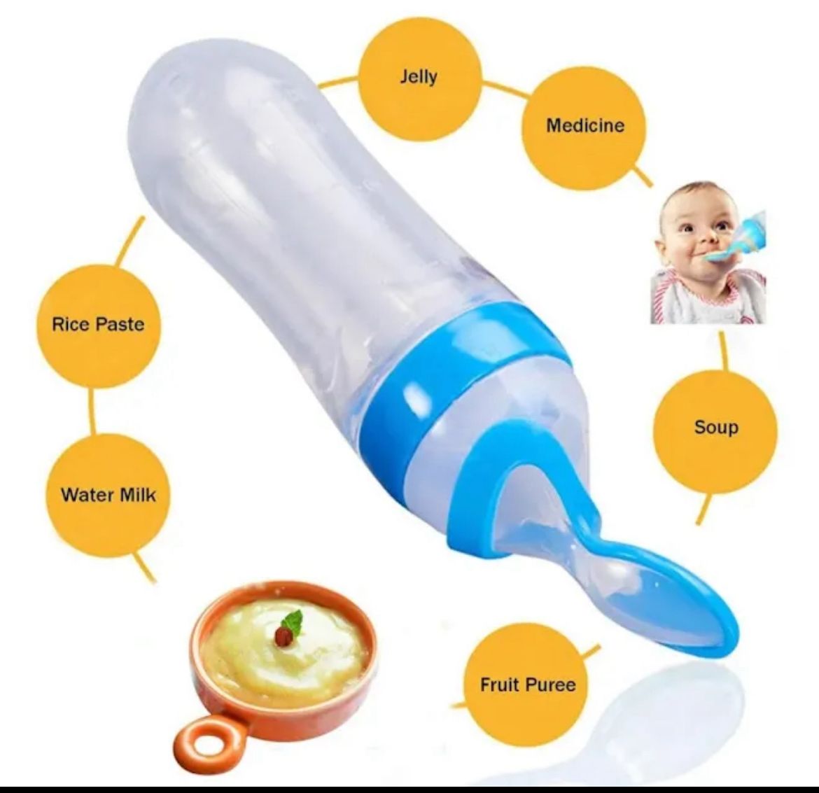 Newborn Baby Silicone Squeeze Feeding Spoon Bottle