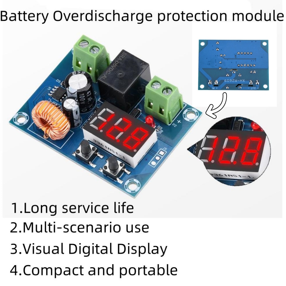 XH-M609 Low Voltage Disconnect Switch Cut Off 12V 24V 36V Digital LED Display Over-Discharge Protect for 12-36V Lithium Battery