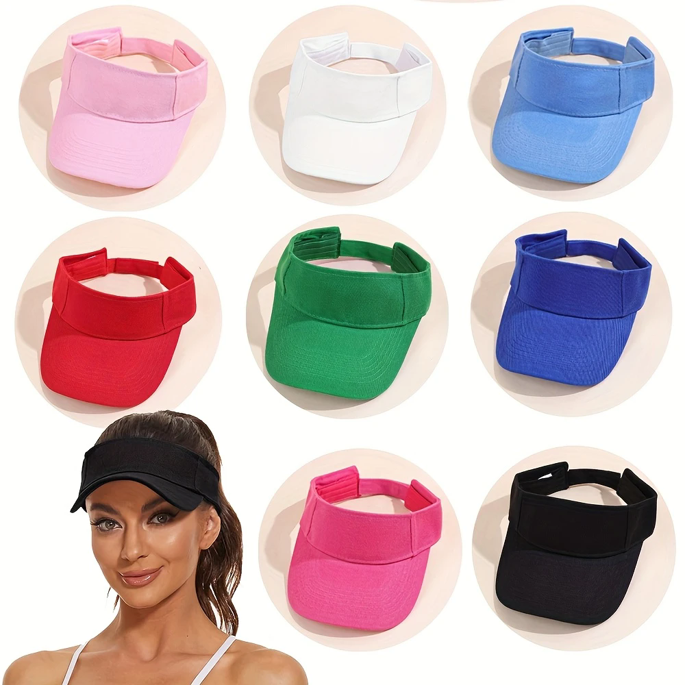 2pcs/1pc Sports Visor Hats Women Men Adjustable Empty Sun Top Hat Visor for Tennis Baseball Golf Athletic Cycling Running