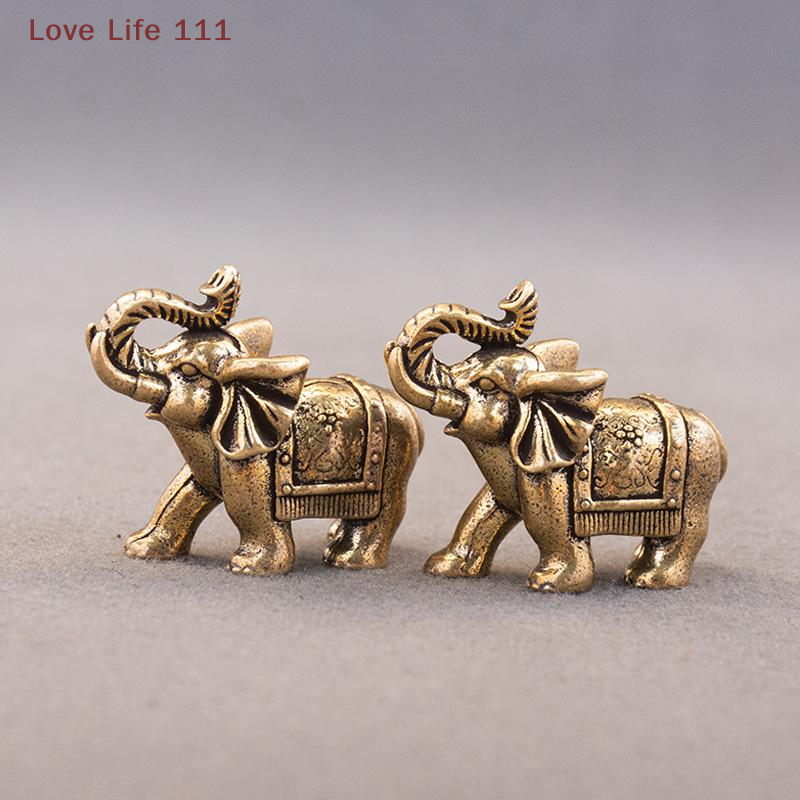 New Copper Lucky Elephant Small Ornaments Brass Blessing Elephant Miniature Figurine Antique Bronze Animal Statue