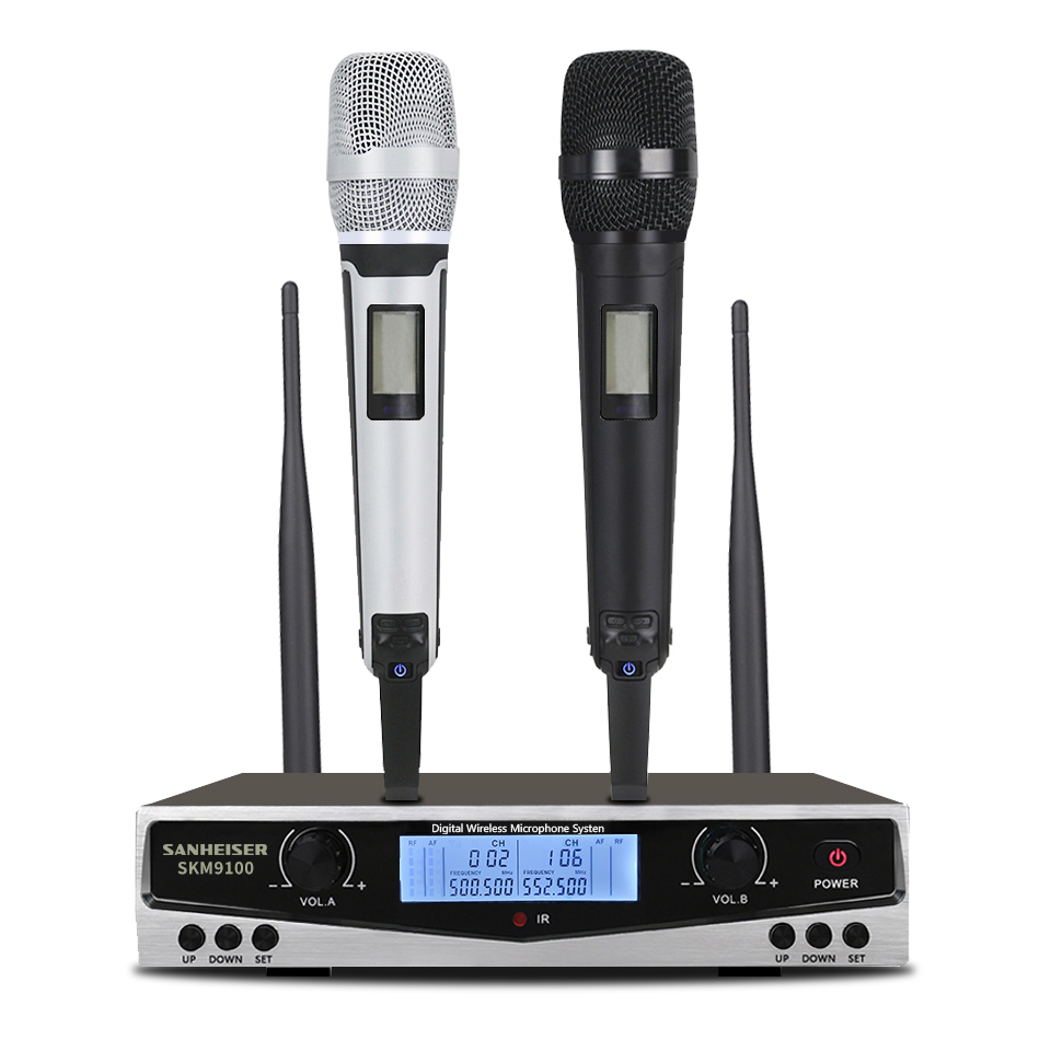 SANHEISER 500-599MHz UHF SKM9100/SKM9000 Stage Performance Home KTV Professional Dual Wireless Microphone Dynamic Material metal Bles Online DZ-18H-08