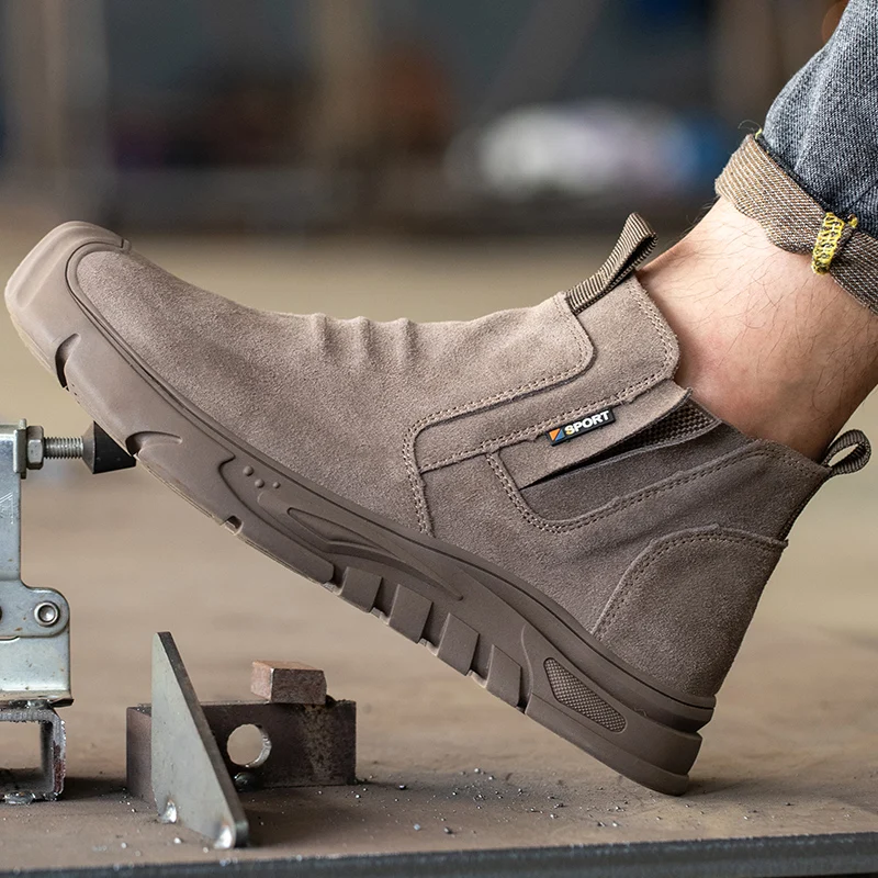 Fashion Men Safety Boots With Steel Toe Cap Anti-smash Work Safety Shoes Men Indestructible Work Hiking Warehouse Shoes