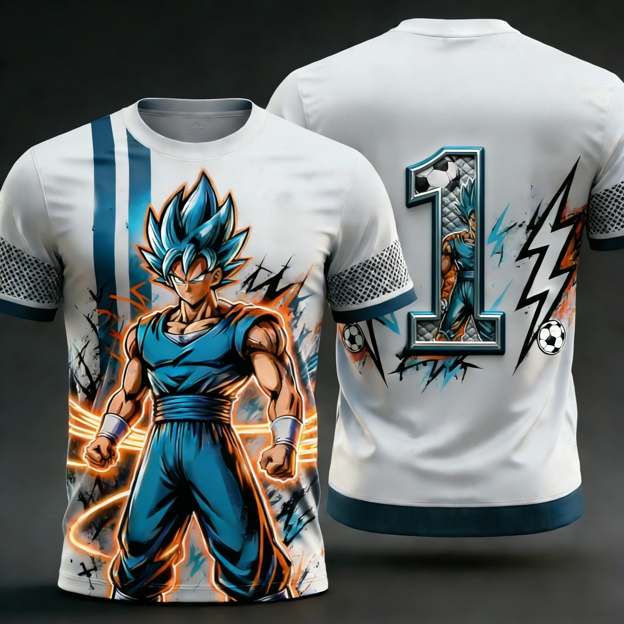 2026 Summer New Men's Dragon Ball Goku 3D Printed Special Football Jersey Numbers 1 To 10 Kids Anime T-Shirt Unisex Y2k
